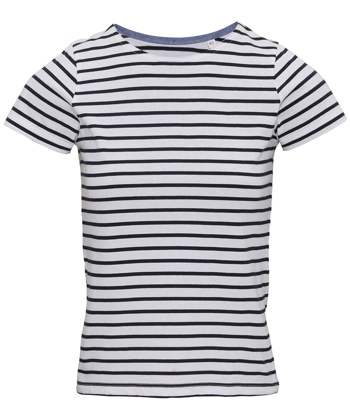 Asquith & Fox Women's Marinière Coastal Short Sleeve Tee - White/Navy