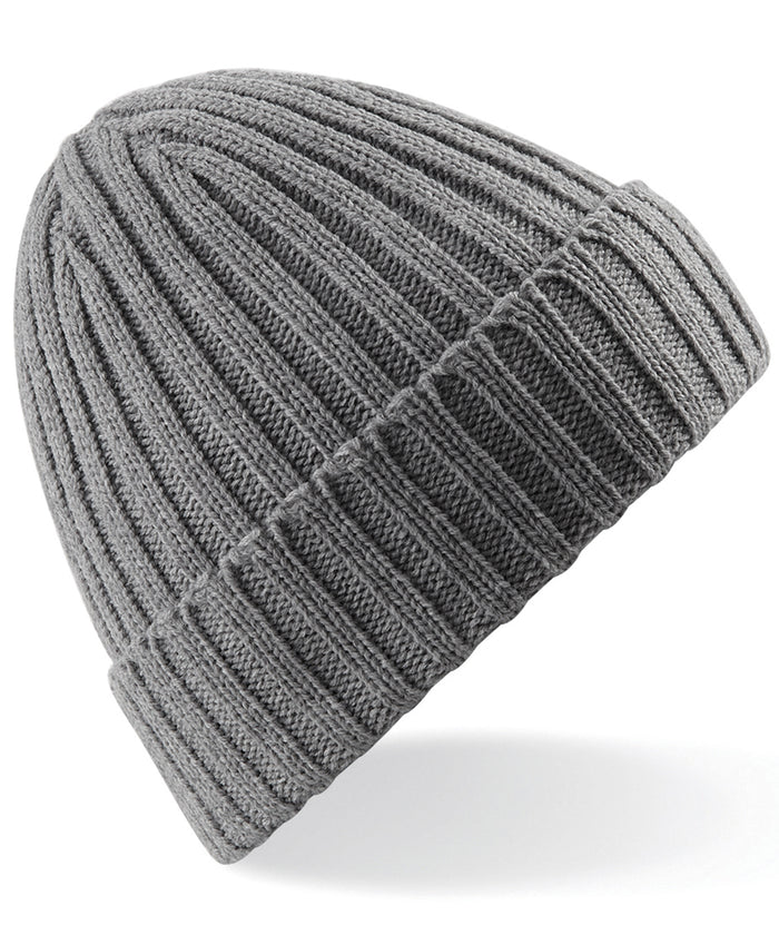 Beechfield Chunky Ribbed Beanie - Heather Grey