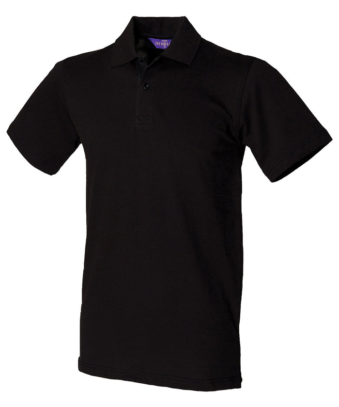 Henbury Stretch Piqué Polo Shirt - Black