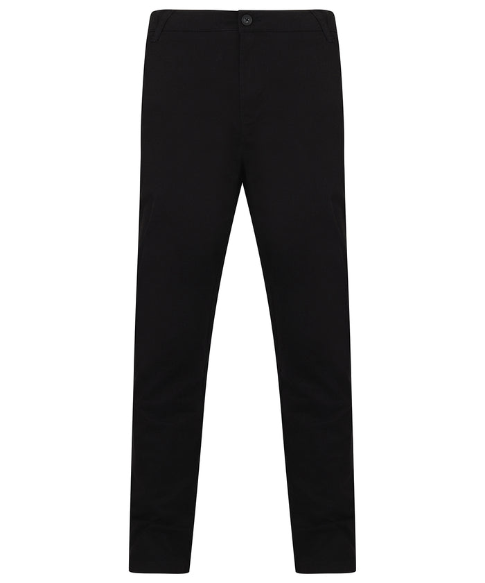 Henbury Stretch Chinos with Flex Waistband - Black