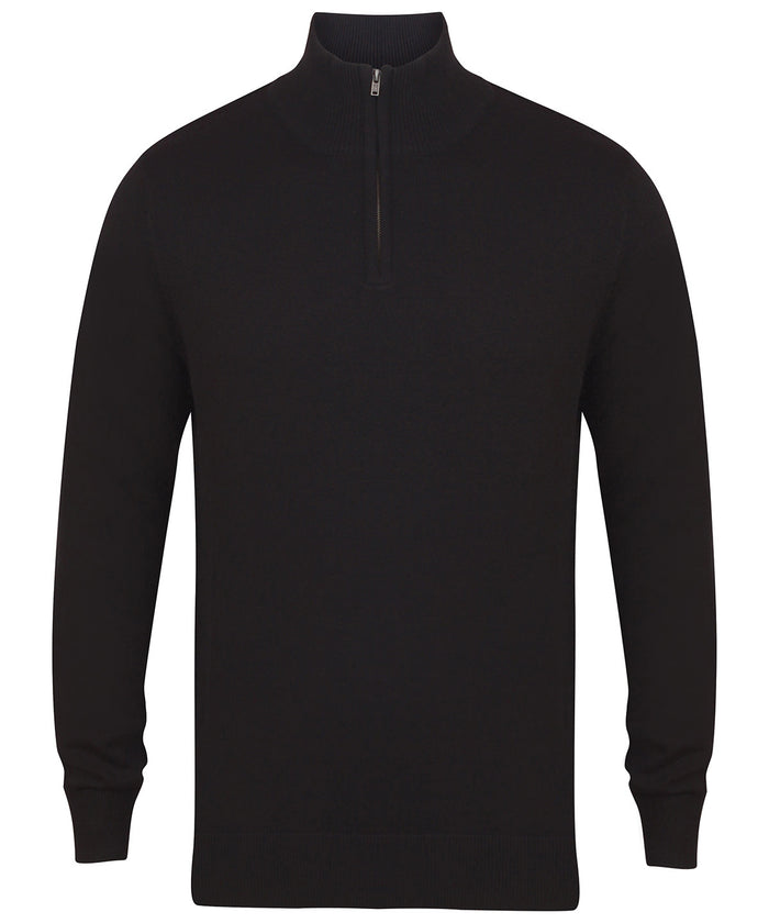 Henbury ¼ Zip Jumper - Black