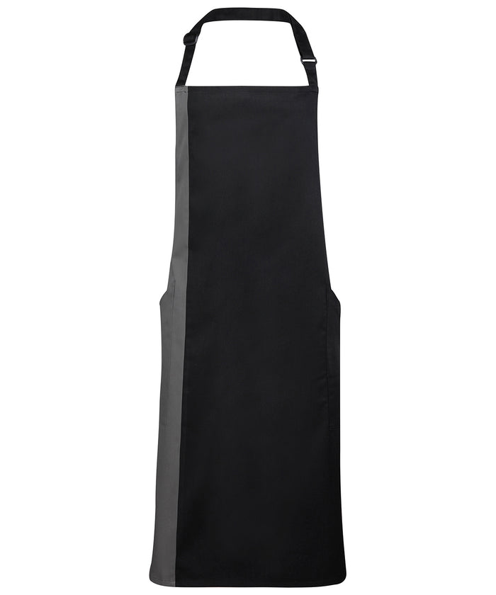 Premier Contrast Bib Apron - Black/Dark Grey