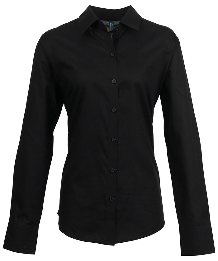 Premier Women's Signature Oxford Long Sleeve Shirt - Black