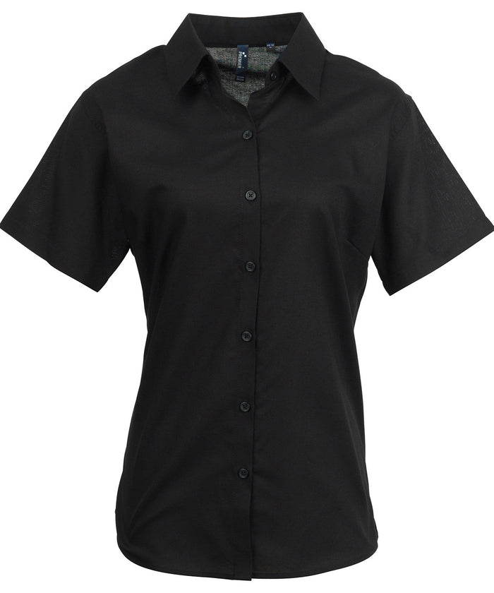 Premier Women's Signature Oxford Short Sleeve Shirt - Black