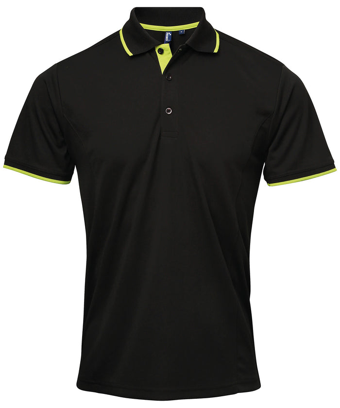 Premier Contrast Coolchecker® Polo - Black/Lime