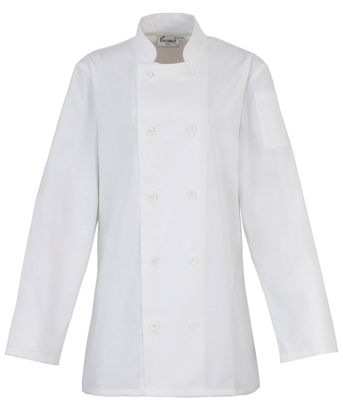 Premier Women's Long Sleeve Chef's Jacket - White