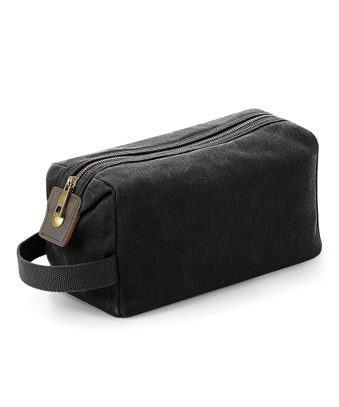 Quadra Heritage Waxed Canvas Wash Bag - Black