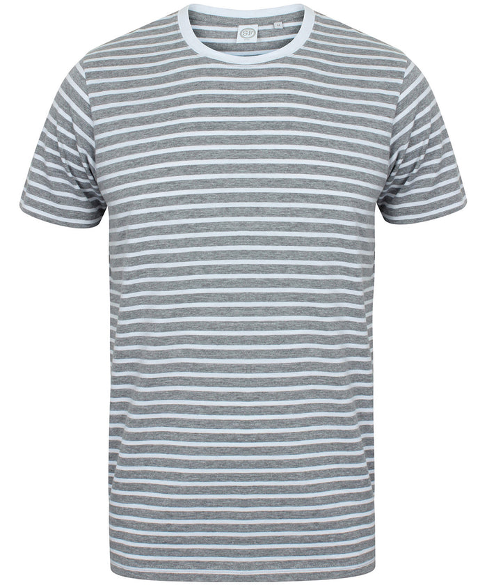 SF Unisex Striped T - Heather Grey/White