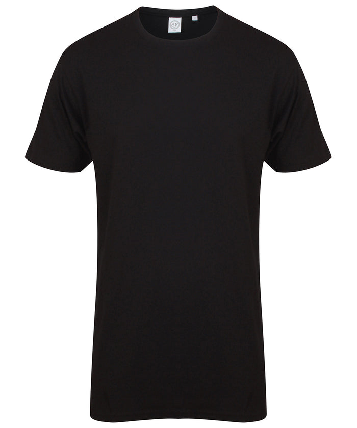 SF Longline T-shirt with Dipped Hem - Black