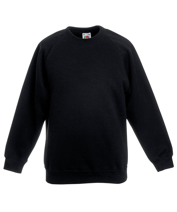 Fruit of the Loom Kids Classic Raglan Sweatshirt - Black