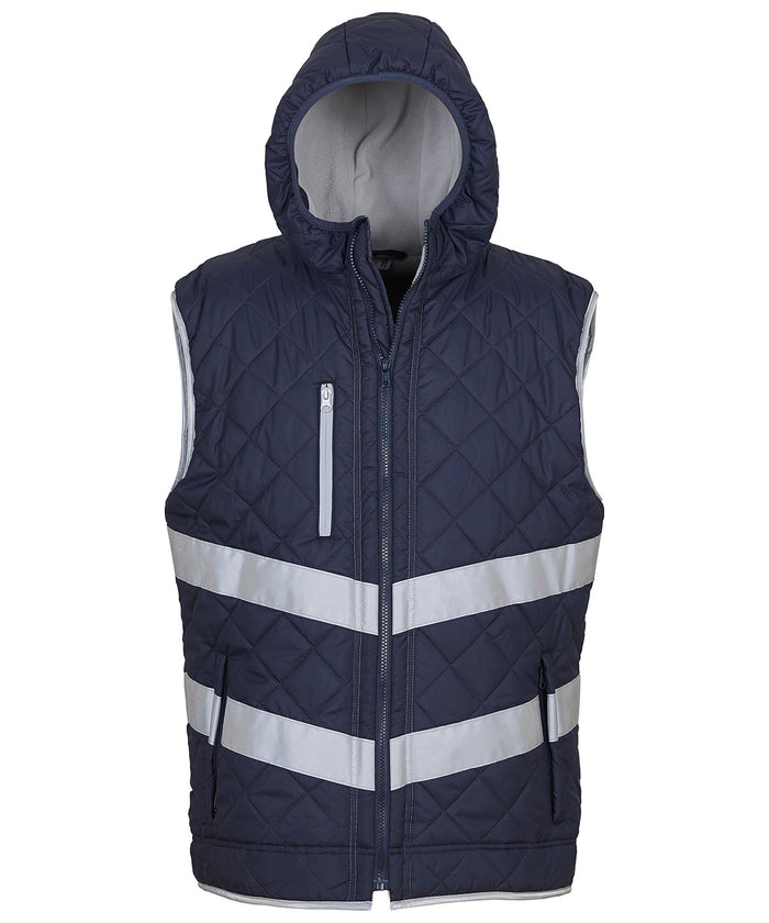 Yoko Hi-vis Kensington Hooded Gilet - Navy