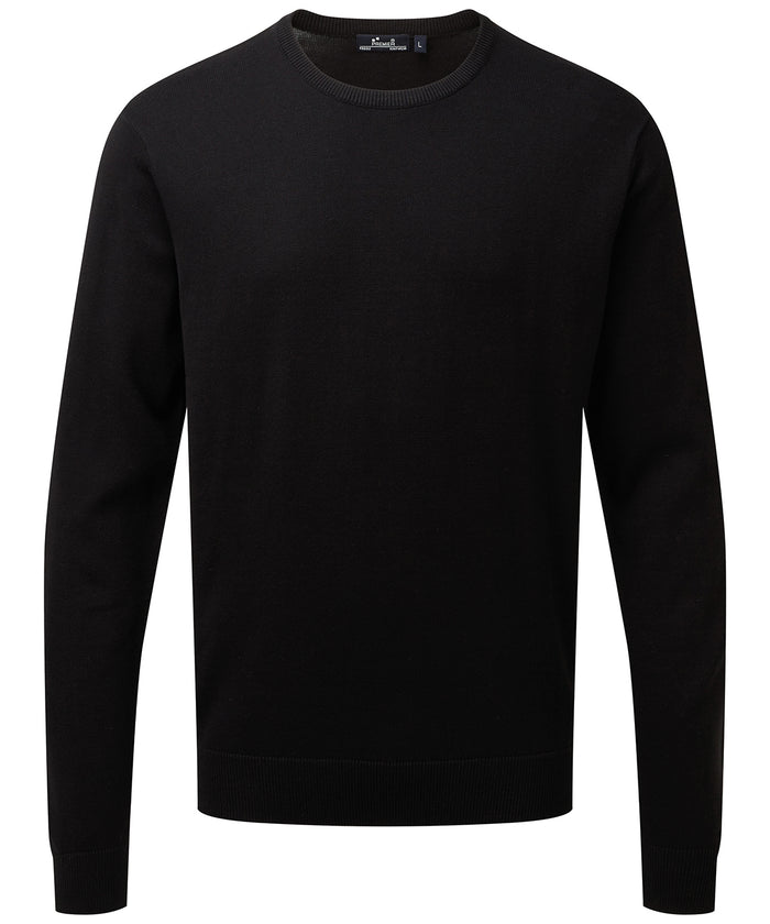 Premier Crew Neck Cotton-rich Knitted Sweater - Black