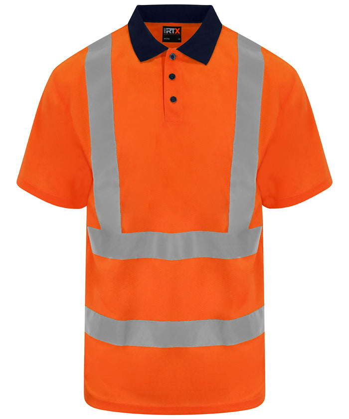 Prortxhighvisibility High Visibility Polo - HV Orange/Navy
