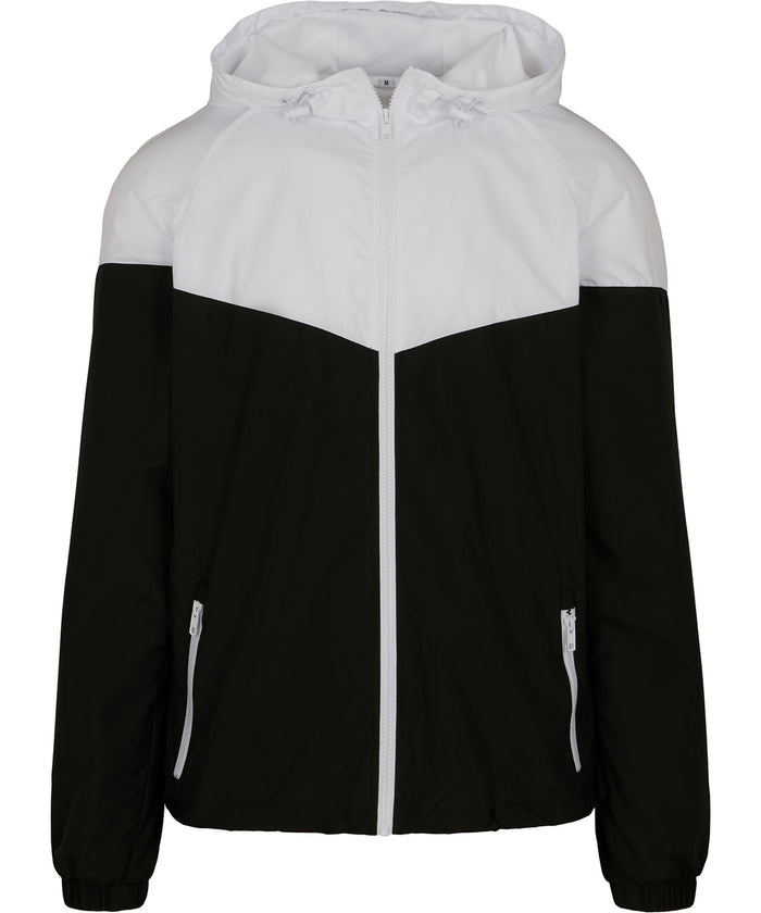 Build Your Brand Two-tone Tech Windrunner Jacket - Black/White