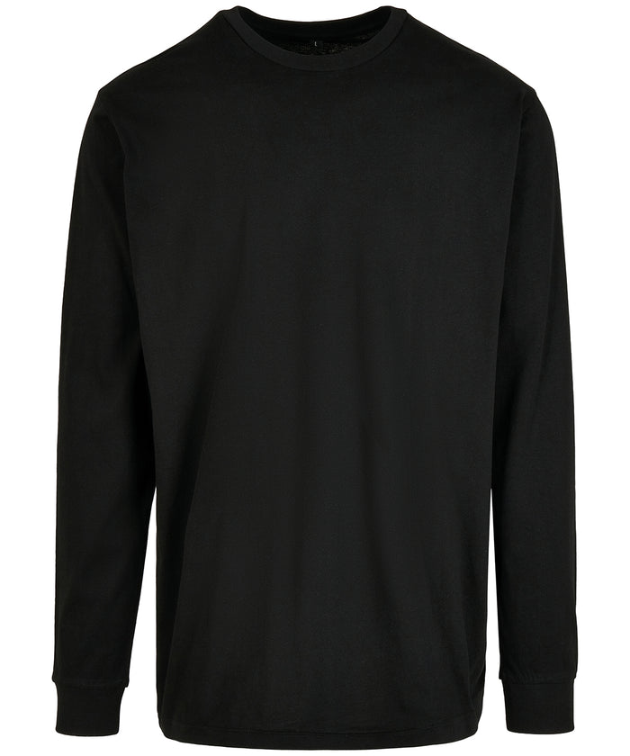 Build Your Brand Organic Long Sleeve with Cuff Rib - Black
