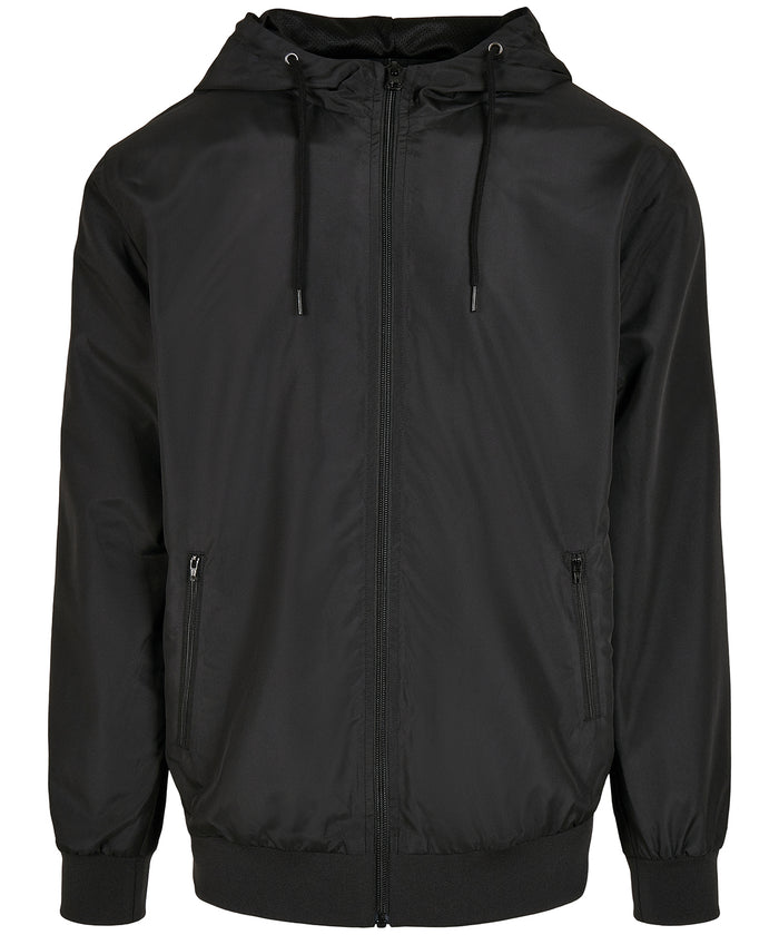 Build Your Brand Recycled Windrunner - Black/Black