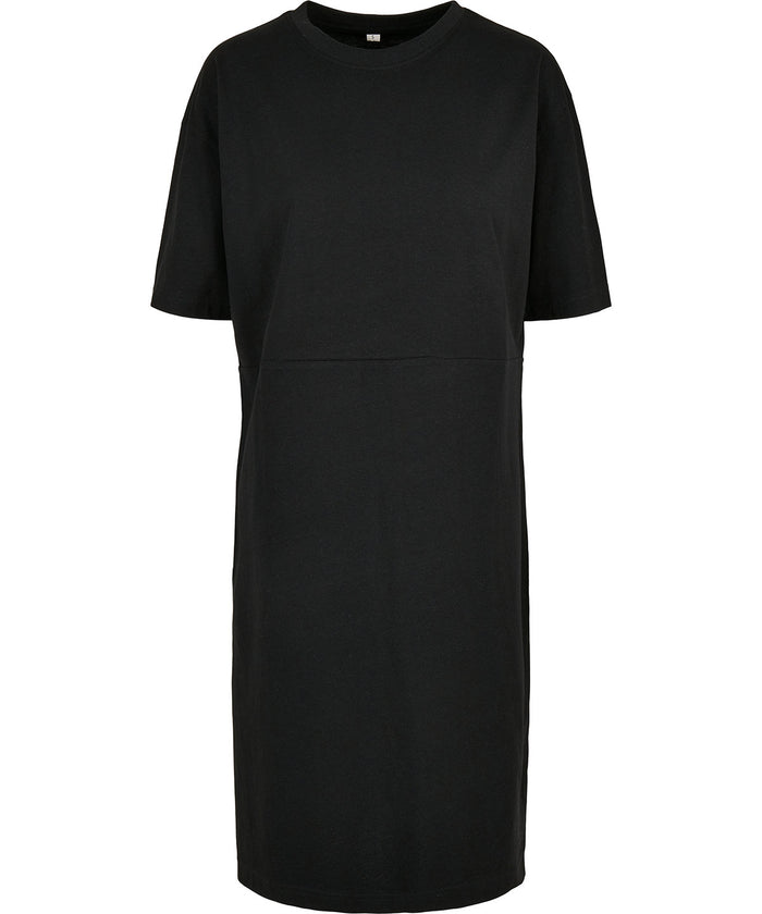 Build Your Brand Women's Organic Oversizes Slit Tee Dress - Black