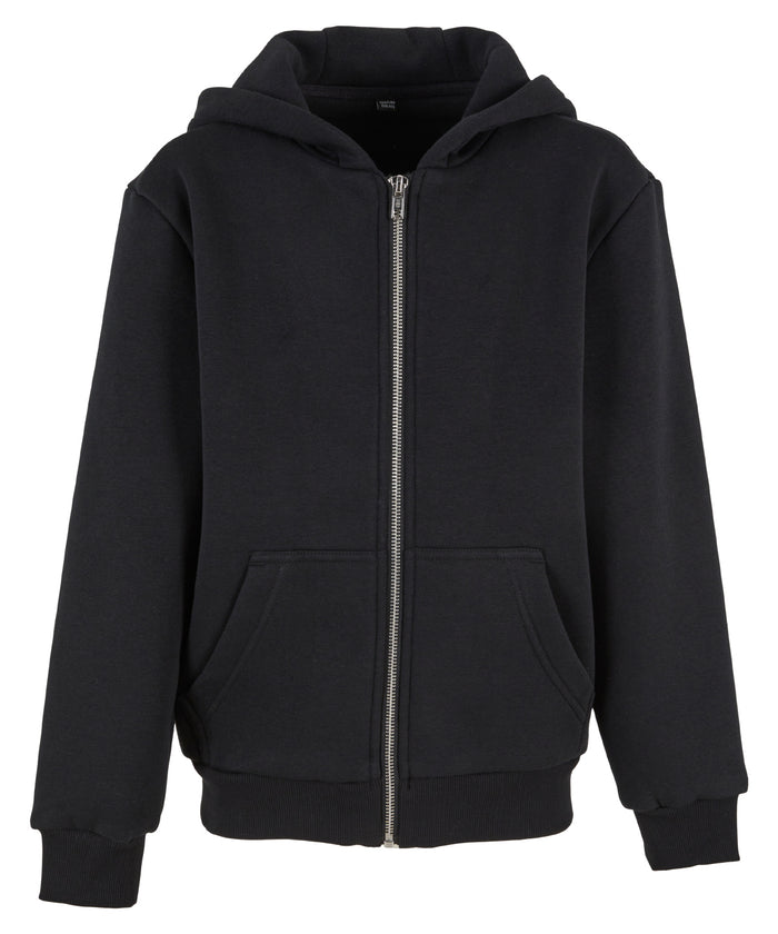 Build Your Brand Kids Fluffy Zip Hoodie - Black