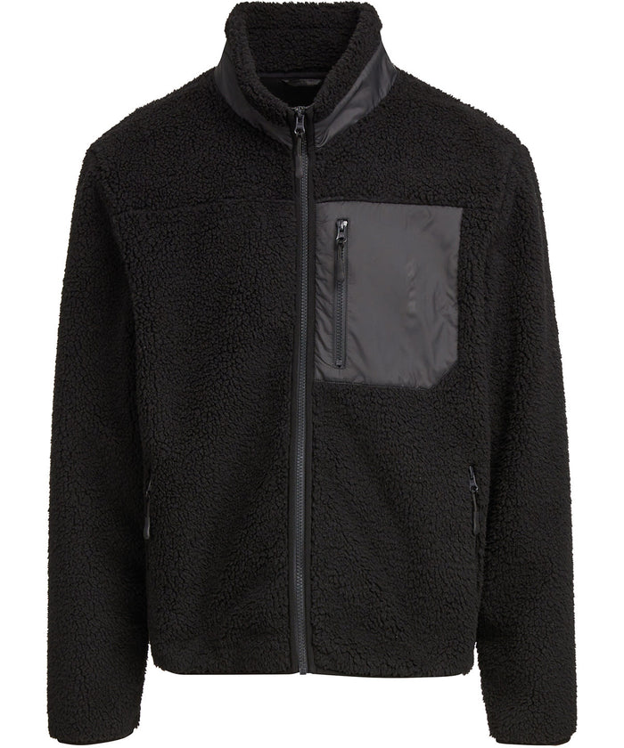 Build Your Brand Bonded Sherpa Jacket - Black