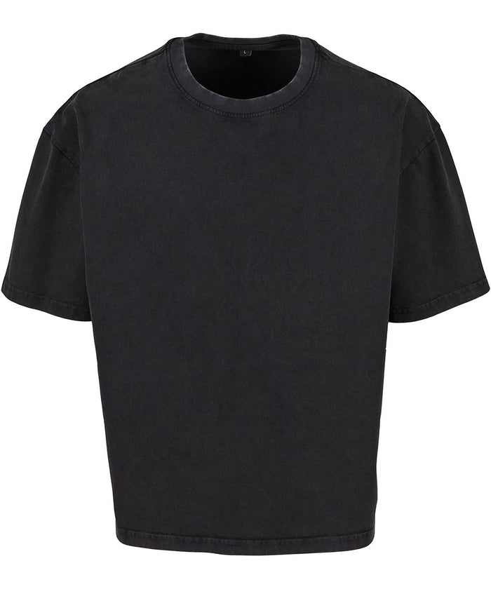 Build Your Brand Vintage Cropped Heavy Oversized Tee - Black