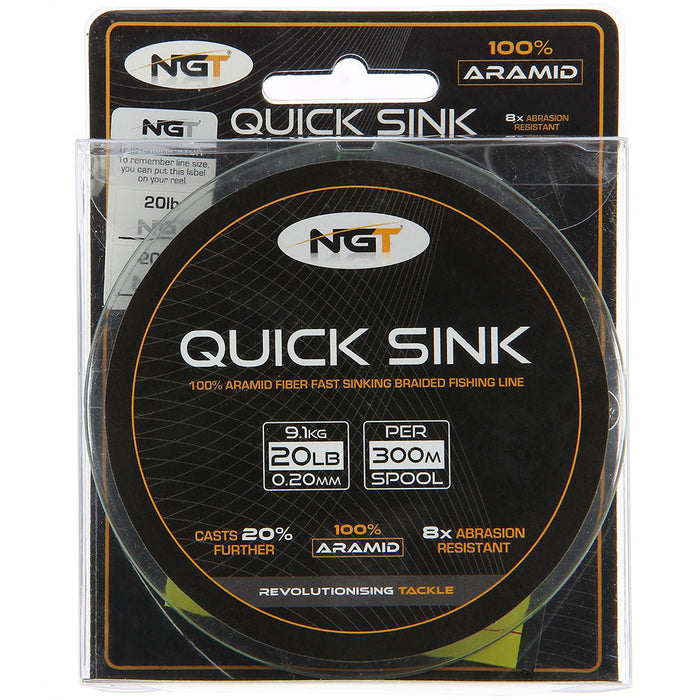 NGT 300m Spool Of 'Quick Sink' Moss Green 20lb Braid