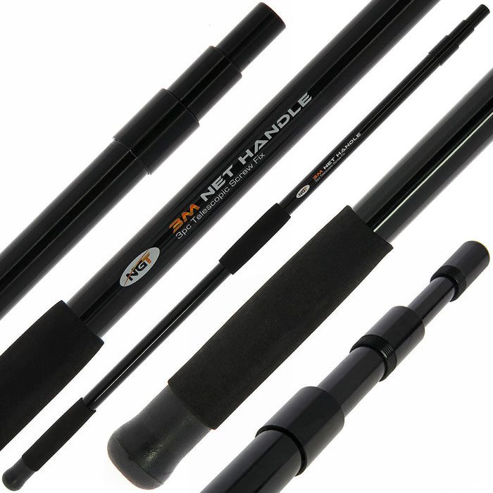 NGT 3m 3pc Fiberglass Screw Fix Net Handle