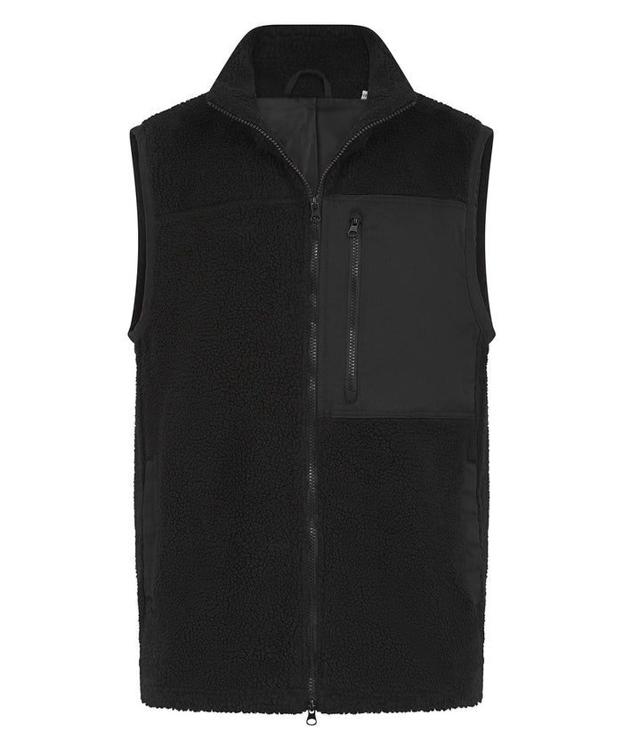 Front Row Recycled Sherpa Gilet - Black
