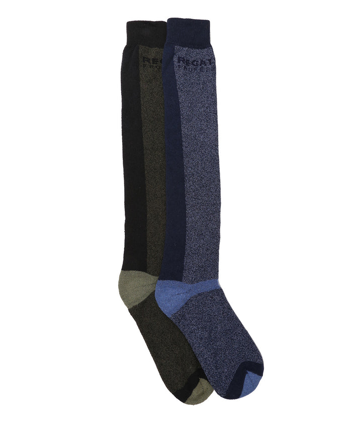 Regatta Pro 2-pack Wellington Socks - Assorted (Navy/Khaki)