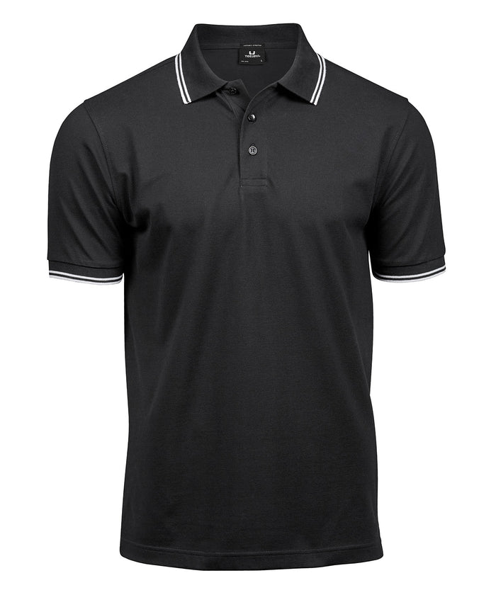 Tee Jays Luxury Stripe Stretch Polo - Black/White