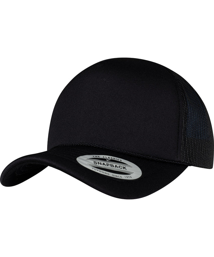 Flexfit Foam Trucker Cap Curved Visor - Black/Black/Black