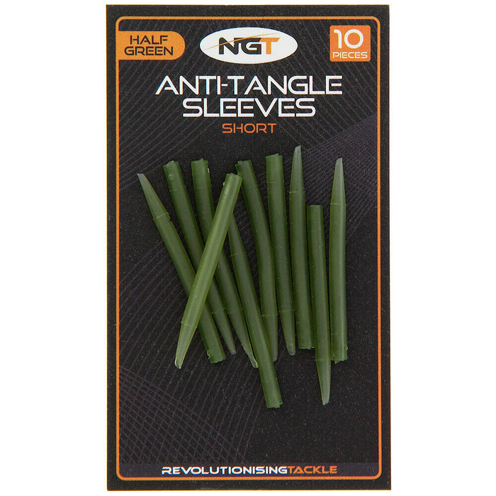 NGT Tail Rubbers Short Half Green, 10pc per Pack