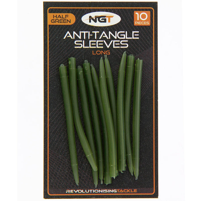 NGT Tail Rubbers Long Half Green, 10pc per Pack