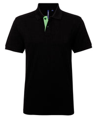 Asquith & Fox Men's Classic Fit Contrast Polo - Black/Lime