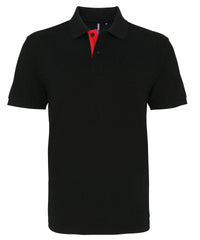 Asquith & Fox Men's Classic Fit Contrast Polo - Black/Red