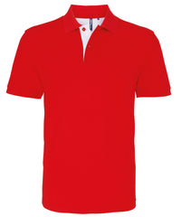 Asquith & Fox Men's Classic Fit Contrast Polo - Red/White