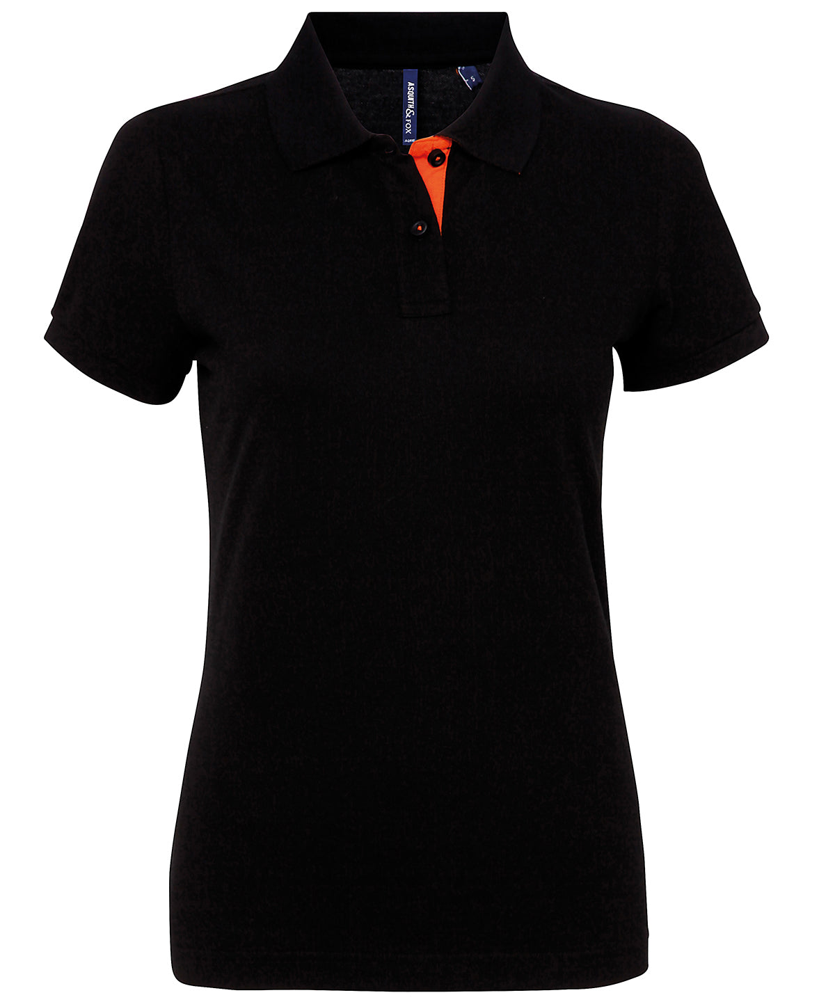 Asquith & Fox Women's Contrast Polo - Black/Orange