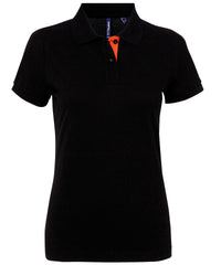 Asquith & Fox Women's Contrast Polo - Black/Orange