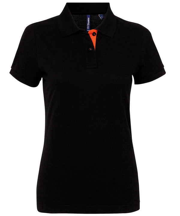 Asquith & Fox Women's Contrast Polo - Black/Orange
