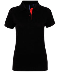 Asquith & Fox Women's Contrast Polo - Black/Red