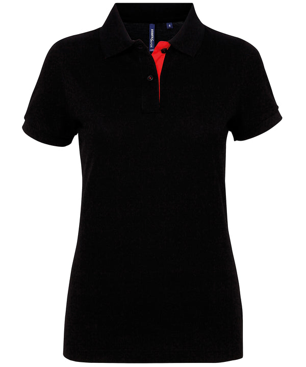Asquith & Fox Women's Contrast Polo - Black/Red