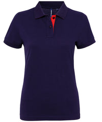 Asquith & Fox Women's Contrast Polo - Navy/Red