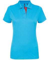 Asquith & Fox Women's Contrast Polo - Turquoise/Red