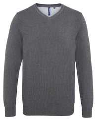 Asquith & Fox Men's Cotton Blend V-neck Sweater - Charcoal