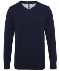 Asquith & Fox Men's Cotton Blend V-neck Sweater - French Navy