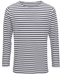 Asquith & Fox Men's Marinière Coastal Long Sleeve Tee - White/Navy