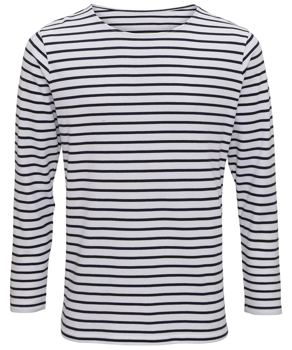 Asquith & Fox Men's Marinière Coastal Long Sleeve Tee - White/Navy