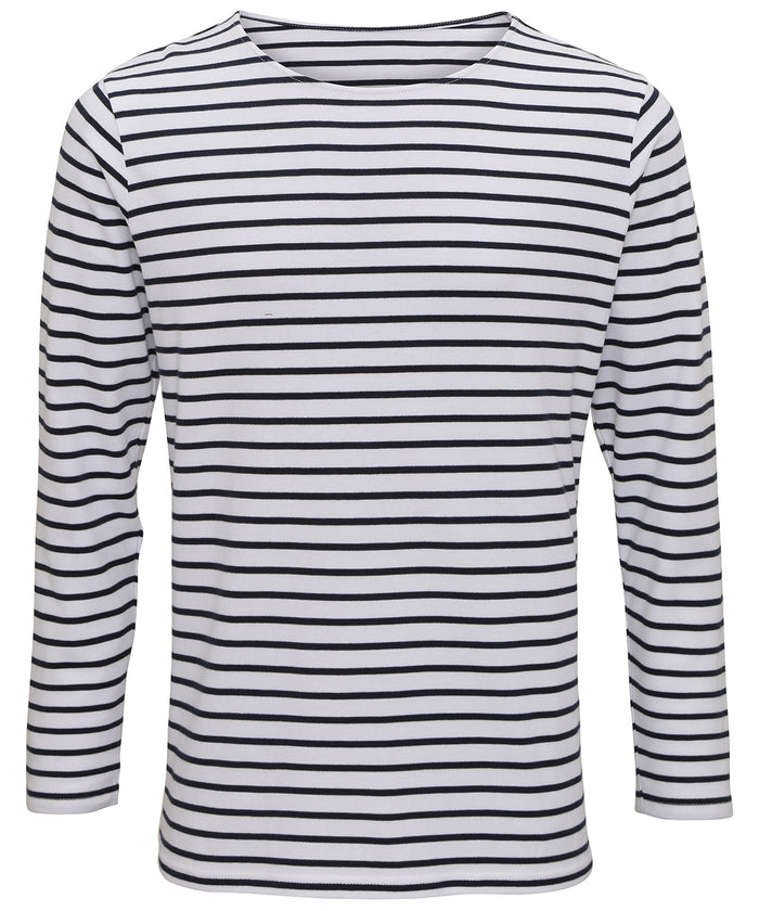 Asquith & Fox Men's Marinière Coastal Long Sleeve Tee - White/Navy