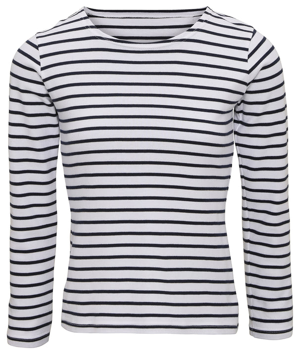 Asquith & Fox Women's Marinière Coastal Long Sleeve Tee - White/Navy