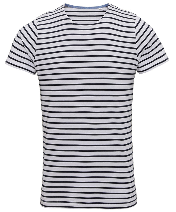 Asquith & Fox Men's Marinière Coastal Short Sleeve Tee - White/Navy