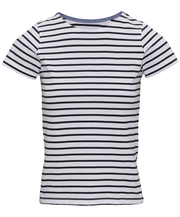 Asquith & Fox Women's Marinière Coastal Short Sleeve Tee - White/Navy